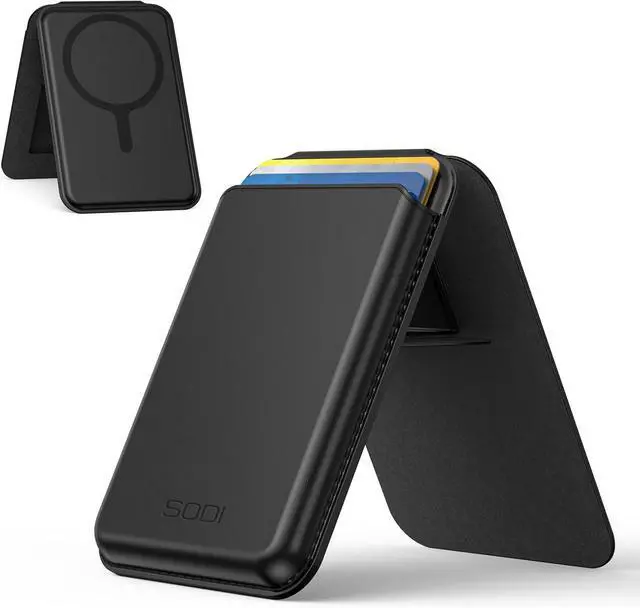 Main image of Magnetic Card Holder, Ultra-Thin PU Leather Mag-safe Wallet Stand with N52 Magnets, Fit3 Cards,Compatible with iPhone 16/15/14/13/12 Pro/Promax, Black