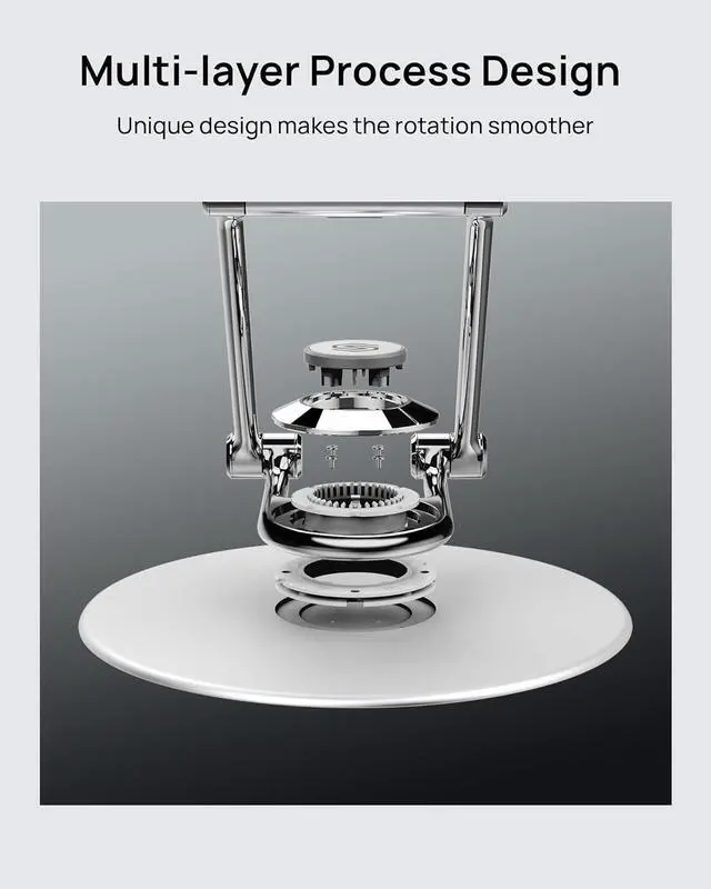 Alt view image 7 of 7 - Adjustable Computer Stand with 360 Rotating Base, Ergonomic Laptop Stand for Easy Storage, Foldable Laptop Riser Compatible with MacBook Pro/Air All Laptop up to 16", Silver