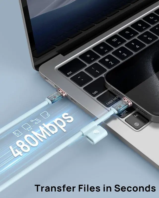 Alt view image 3 of 7 - USB C Cable,100W Flow USB C Cable, Silicone Type C Charger Fast Charging for iPhone 16 Series, MacBook Pro 2020 and More (USB 2.0, 6FT, Blue)