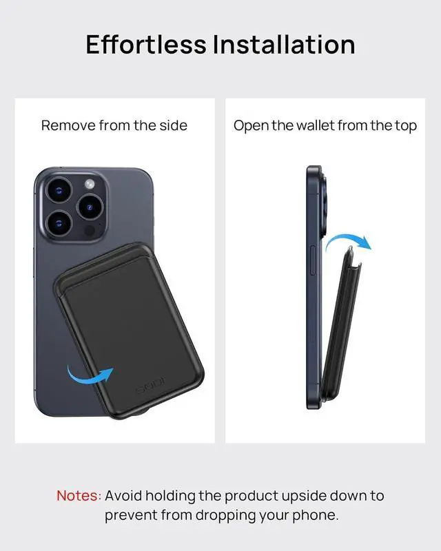 Alt view image 7 of 7 - Magnetic Card Holder, Ultra-Thin PU Leather Mag-safe Wallet Stand with N52 Magnets, Fit3 Cards,Compatible with iPhone 16/15/14/13/12 Pro/Promax, Black