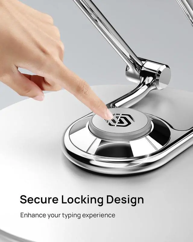 Alt view image 2 of 7 - Adjustable Computer Stand with 360 Rotating Base, Ergonomic Laptop Stand for Easy Storage, Foldable Laptop Riser Compatible with MacBook Pro/Air All Laptop up to 16", Silver