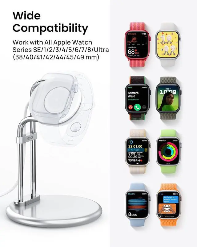 Alt view image 3 of 7 - for Apple Watch Stand, Watch Charging Dock Station for Desk, Watch Charger Nightstand Holder Compatible with Apple Watch Series Ultra2/Ultra/9/8/SE2/7/6/SE/5/4/3/2/1