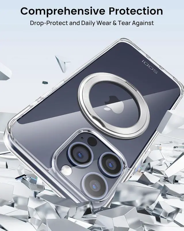 Alt view image 4 of 7 - Magnetic Phone Case for iPhone 15 Pro Case with Invisible Kickstand, 360°Rotate Ring Stand Case, Shockproof & Anti-Drop TPU+PC Case, All-in-1 Phone Case Stand