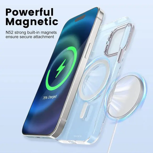 Alt view image 2 of 7 - for iPhone 15 Pro Max Case, Fit Wireless Accessory, Magnetic Phone Case with Built-in Camera Stash Stand, Shockproof & Scratch-Resistant Back Cover Kickstand for iPhone 15 Pro Max 6.7" Black