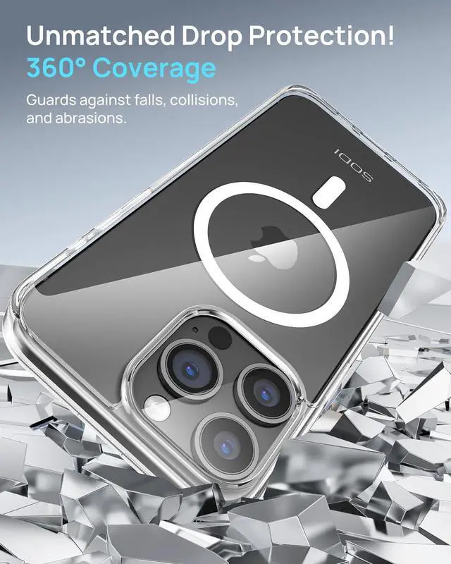 Alt view image 3 of 7 - 3 in 1 Magnetic Phone Case Designed for iPhone 16 Pro with 1X Screen Protector & 1X Camera Lens Protector, Military-Grade Protection Phone Case Compatible with MagSafe [Not-Yellowing],Clear