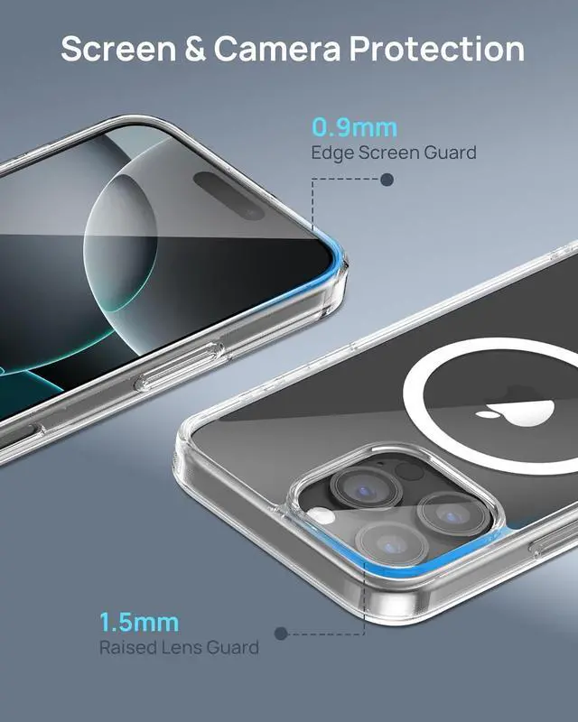 Alt view image 7 of 7 - 3 in 1 Magnetic Phone Case Designed for iPhone 16 Pro with 1X Screen Protector & 1X Camera Lens Protector, Military-Grade Protection Phone Case Compatible with MagSafe [Not-Yellowing],Clear