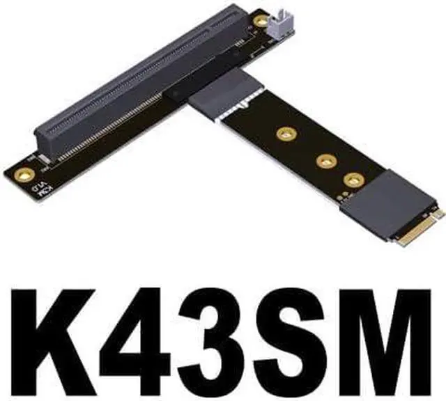 Alt view image 2 of 7 - ADT-Link PCIe 4.0/3.0 x4 M.2 NGFF NVMe Key M Extender Cable to PCIE x16 Graphics Card Riser Adapter 16x PCI-e PCI-Express for M2 2230 2242 2260 2280 (10cm, K43SM 4.0)