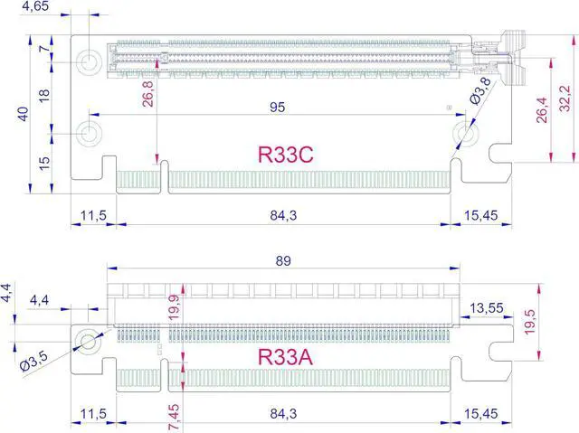 Alt view image 4 of 4 - ADT-Link PCIe 4.0 x16 x8 x4 Male to x16 Female Riser Extension Adapter Heightened Test Protection Card (R33A-ADT)