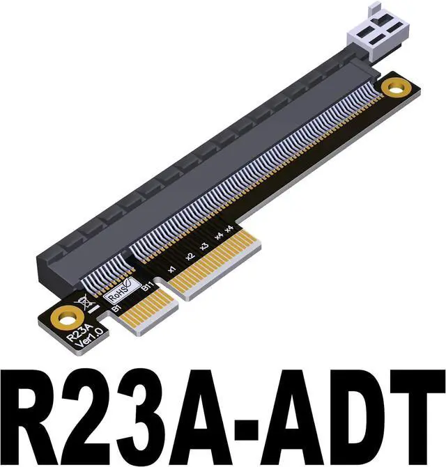 Alt view image 2 of 2 - ADT-Link PCIe 4.0 x16 x8 x4 Male to x16 Female Riser Extension Adapter Heightened Test Protection Card (R23A-ADT)