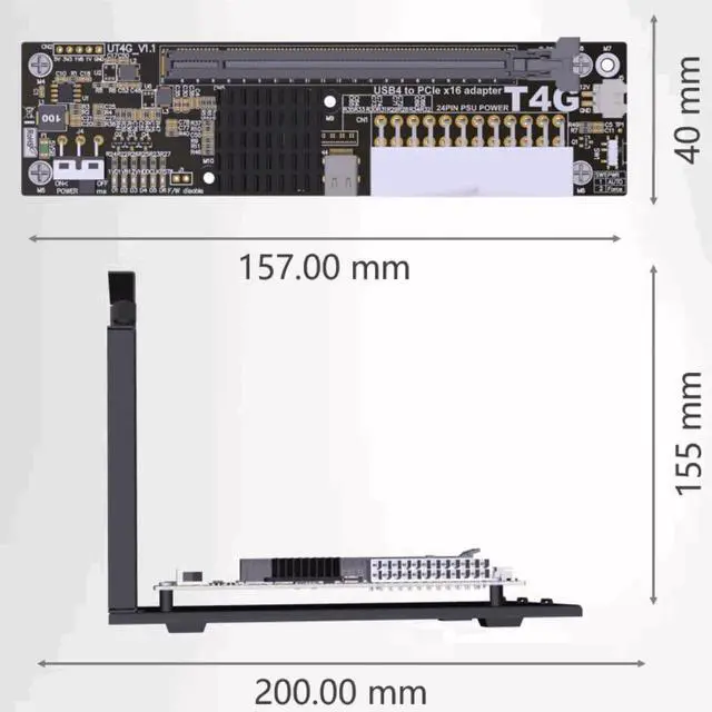 Alt view image 6 of 7 - ADT-Link USB4 to PCIe x16 eGPU Adapter with Bracket Compatible with TB3/TB4 for NUC/ITX/STX/Notebook PC Graphics Card External Gen3x2 (UT4G-BK7)