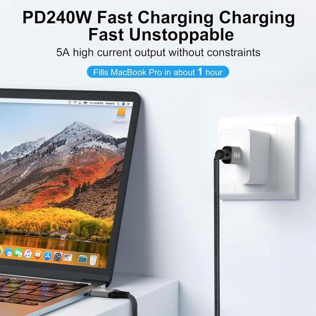 Alt view image 4 of 7 - USB4 Cable, with Thunderbolt 4, 240 W Charging, 40 Gbps Data Cable, 8K @ 60Hz 4K120Hz HDR, PD3.1, USB C to USB C Cable, for Hub, Dock MacBook, M1 M2, M3, Mac Studio SSD, Laptops, Monitor, 6.6ft long