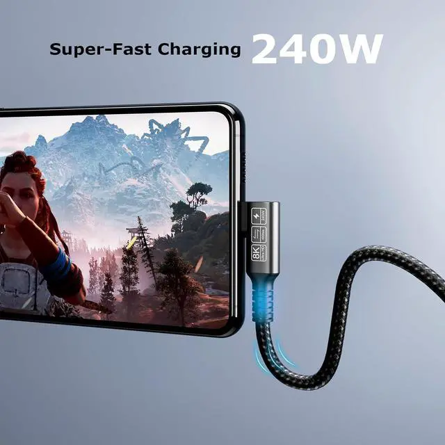 Alt view image 4 of 7 - USB4 Cable with Thunderbolt 4, 240W Charging, 40Gbps Data, 8K@60Hz 4K120Hz HDR, PD3.1, USB C to USB C, for MacBook M1-M3, Mac Studio, Laptops, Monitor 3.3ft