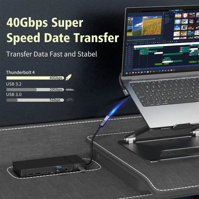 Alt view image 6 of 7 - USB4 Cable with Thunderbolt 4, 240W Charging, 40Gbps Data, 8K@60Hz 4K120Hz HDR, PD3.1, USB C to USB C, for MacBook M1-M3, Mac Studio, Laptops, Monitor 3.3ft