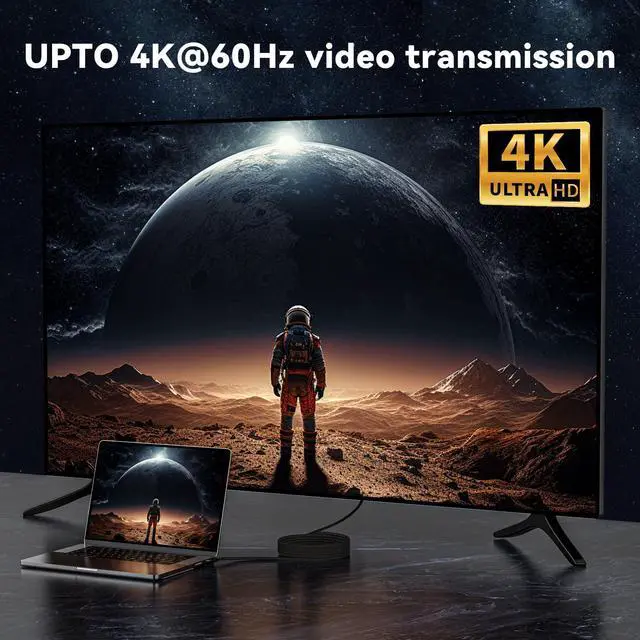 Alt view image 5 of 7 - 16.5FT 20Gbps USB C 3.2 Gen 2 Cable, 5M 90Degree Type C 4K@60Hz UHD Video 5A/240W PD3.0 Fast Charge Cord w/E-Marker Compatible with Thunderbolt 3/4 MacBook Monitor