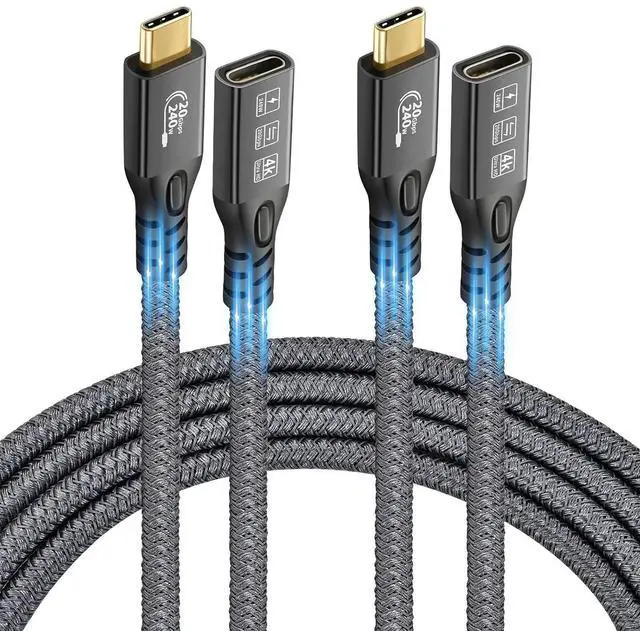 Main image of 20Gbps USB C 3.2 Extension Cable,10FT 90 Degree USBC 3.2 Gen2 Type-c Male to Female Extender Cable 4K@60Hz 240W Charging 20Gbps Data Transfer with External SSD eGPU