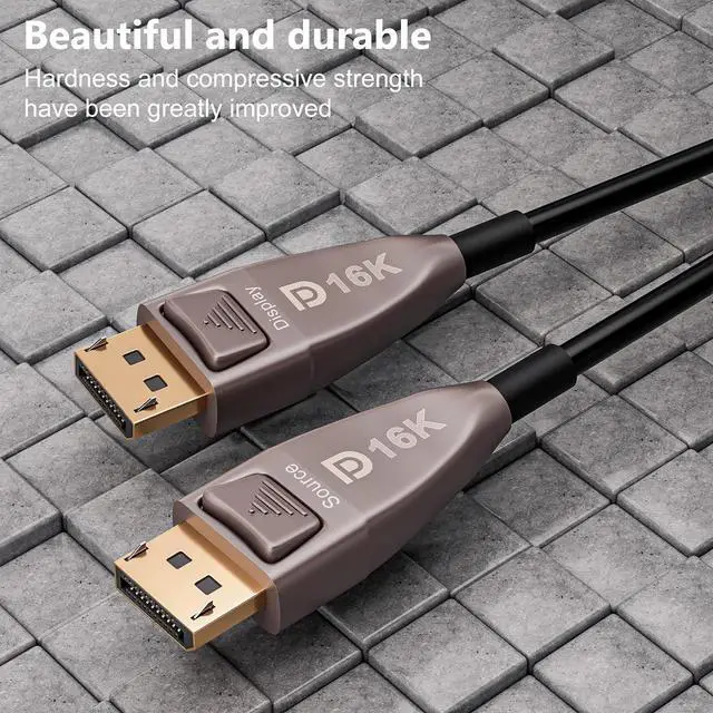 Alt view image 3 of 7 - DisplayPort 16K Fiber Optic Cable, DisplayPort 2.0 2.1 kable support 80Gbps, 16K@60Hz, 8K@120Hz, 4K@240Hz 165Hz 144Hz, 2K@360Hz, Gaming Monitor Cord (DP16K-15m)