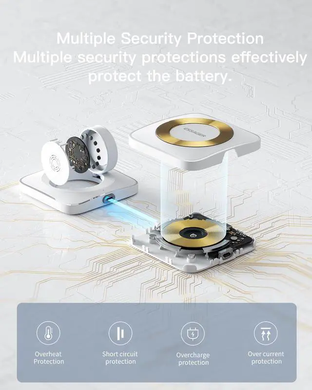 Alt view image 6 of 7 - 2 in 1 Wireless Charging Station Magnetic Detachable, Wireless Magnetic Charger for Apple, Compatible with iPhone 15/14/13/12, Airpods 3/2/Pro, iWatch(White)