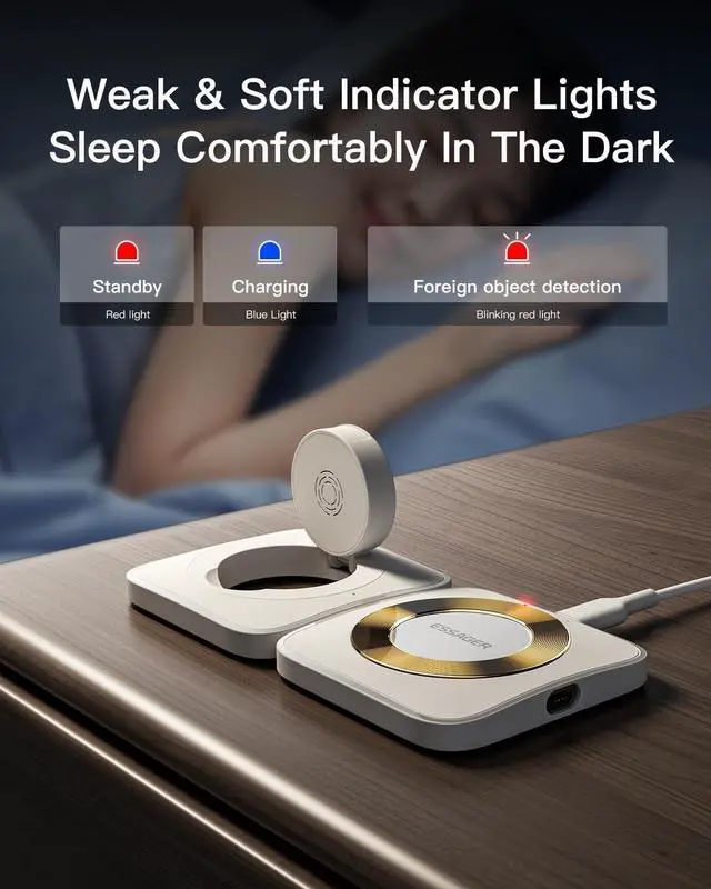 Alt view image 7 of 7 - 2 in 1 Wireless Charging Station Magnetic Detachable, Wireless Magnetic Charger for Apple, Compatible with iPhone 15/14/13/12, Airpods 3/2/Pro, iWatch(White)