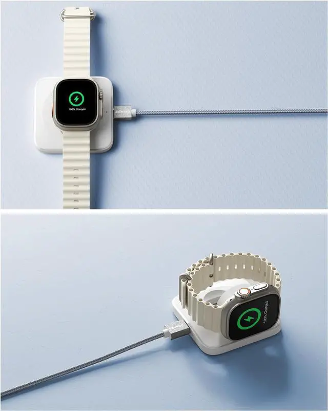 Alt view image 2 of 7 - Foldable Wireless Magnetic iWatch Charger, Wireless Magnetic Charging Pad, Compatible with iWatch 2/3/4/5/6/7/8(White)