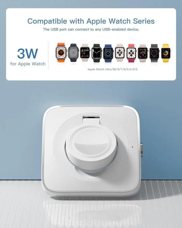 Alt view image 3 of 7 - Foldable Wireless Magnetic iWatch Charger, Wireless Magnetic Charging Pad, Compatible with iWatch 2/3/4/5/6/7/8(White)