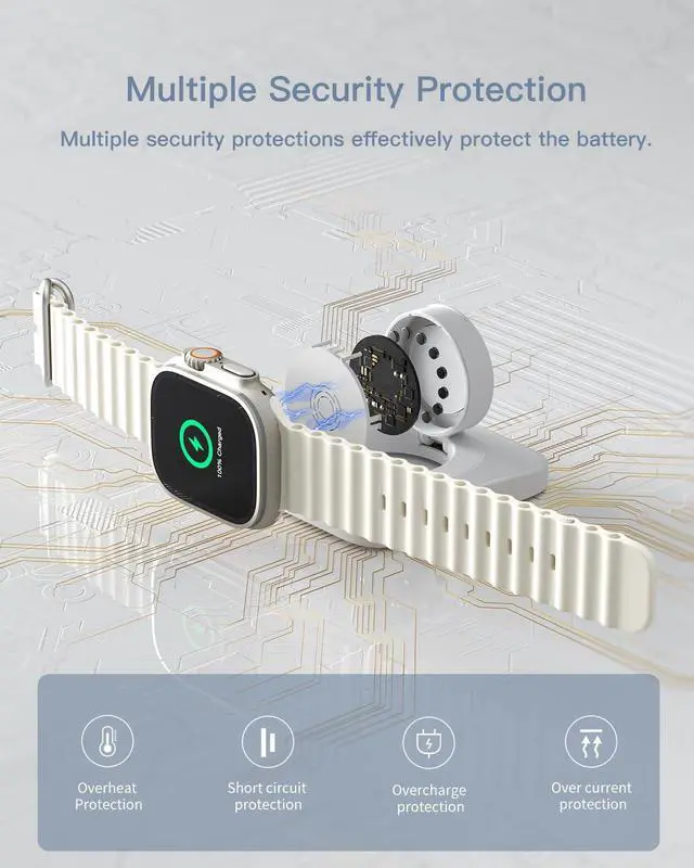 Alt view image 5 of 7 - Foldable Wireless Magnetic iWatch Charger, Wireless Magnetic Charging Pad, Compatible with iWatch 2/3/4/5/6/7/8(White)