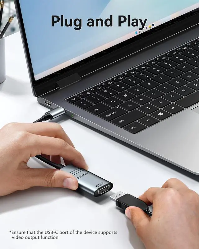 Alt view image 2 of 7 - USB C to HDMI 2.1 Adapter 8K@60Hz 4K@144Hz Aluminum Type-C to HDMI Cable, Compatible with Thunderbolt 4 3 Support 48Gbps/HDCP2.3/HDR for Laptop, Tablet