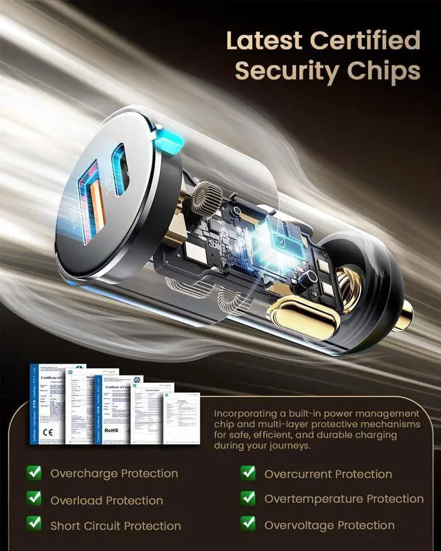 Alt view image 4 of 7 - 100W USB C Car Charger, 2-Port USB-C & USB-A Fast Charging Cigarette Lighter Adapter PD3.0/PPS/QC3.0 All Metal Type C Car Charger for iPhone 16/15/14/13 Pro Max,  Galaxy, iPad, MacBook