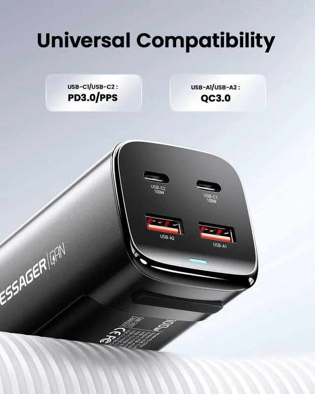 Alt view image 3 of 7 - USB C Charger 100W GaN Charger Fast USB C Charging Station 4 Ports 100W Laptop Travel Power Strip for MacBook Pro/Air/iPad Pro/iPhone/