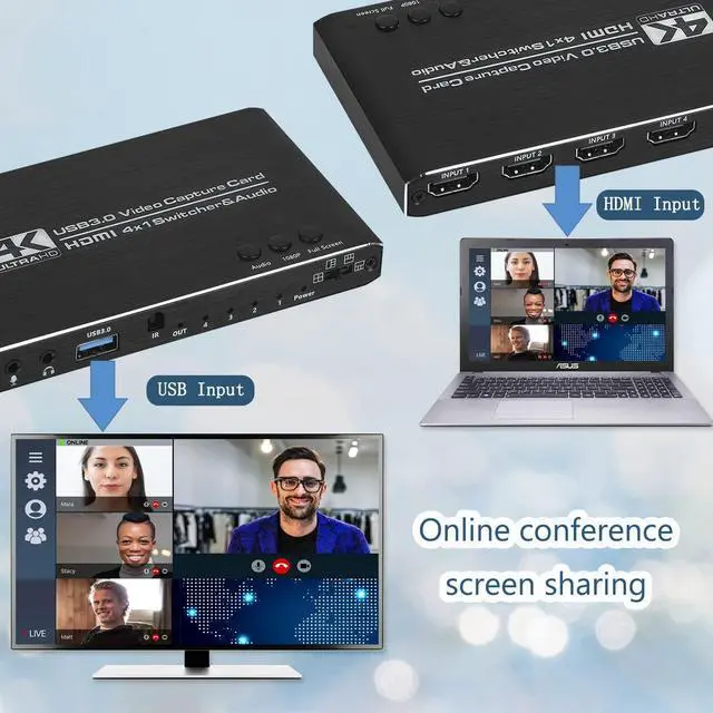 Alt view image 7 of 7 - 4 Channel USB3.0 HDMI Video Capture Card 1080P 60fps Video Caputre for Multi-Channel Board Game Record Live Streaming Broadcast Local Loop Out for PS4, Nintendo Switch, Xbox One