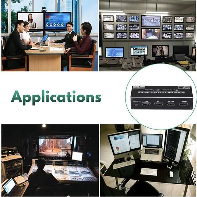 Alt view image 7 of 7 - HDMI Switch 2x2, 2 Ports HDMI Switch Splitter 2 in 2 Out with IR Remote Control, Support HDMI 2.0, HDCP 2.2, Ultra HD, 4K x 2K@60Hz, 3D, 1080P (Dual Monitors Duplicate/Mirror Only)