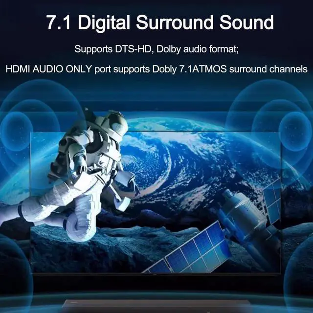 Alt view image 6 of 7 - 8K HDMI Audio Extractor Splitter, Supports 120Hz 4K, 60Hz 8K, HDMI 2.1, HDR, VRR, HDCP2.3 - Convert Audio to HDMI, Coaxial, 7.1Ch, Optical, 3.5mm and Coaxial