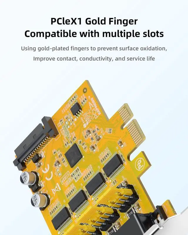 Alt view image 4 of 7 - 4-Port PCIe to RS232 Serial Port Expansion Card with 5V/12V Power Supply - 9-Pin COM Port Adapter 1-to-4 Multi-Port RS232 Card for Industrial Control, Automation, and Legacy Devices