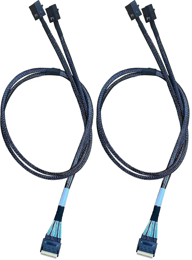 Main image of SlimSAS 8X to 2*MiniSAS HD 4X,SFF-8654 74Pin to 2*SFF-8643 36Pin Cable 80cm(Broadcom MPN 05-60003-00) (Pack of 2)