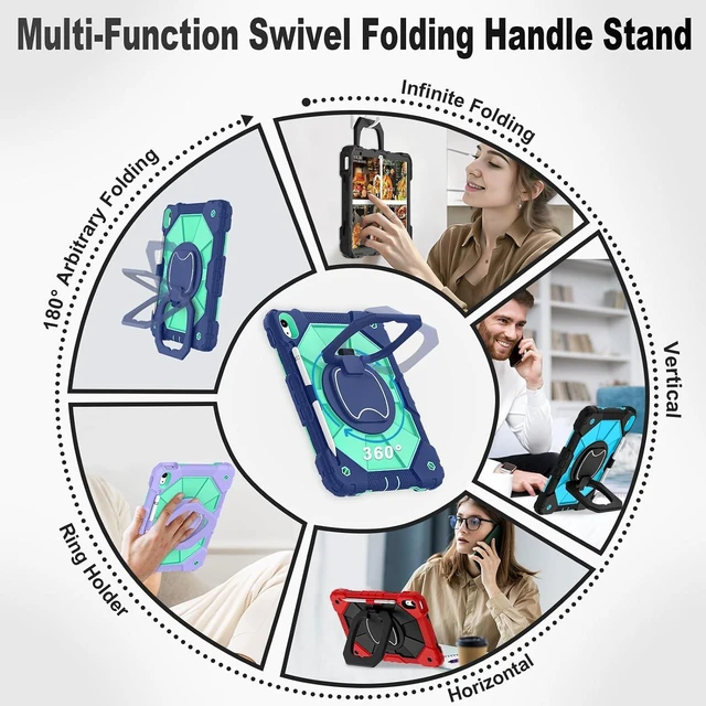 Alt view image 4 of 7 - Case for iPad (A16) 11th 2025 (11-inch) /iPad 10th Generation 2022(10.9 inch),Military Grade Shockproof Cover for i Pad 11/10 Gen with Rotating Stand Screen Protector Pencil Holder,Navy Mint