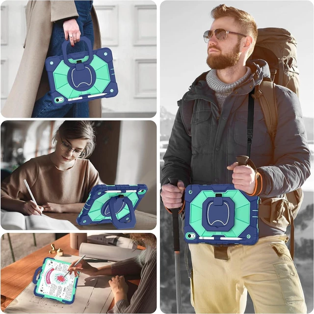 Alt view image 5 of 7 - Case for iPad (A16) 11th 2025 (11-inch) /iPad 10th Generation 2022(10.9 inch),Military Grade Shockproof Cover for i Pad 11/10 Gen with Rotating Stand Screen Protector Pencil Holder,Navy Mint