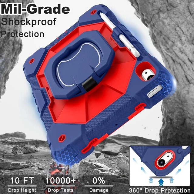 Alt view image 3 of 7 - Case for iPad (A16) 11th 2025 (11-inch) /iPad 10th Generation 2022(10.9 inch),Military Grade Shockproof Cover for i Pad 11/10 Gen with Rotating Stand Screen Protector Pencil Holder,Navy Red