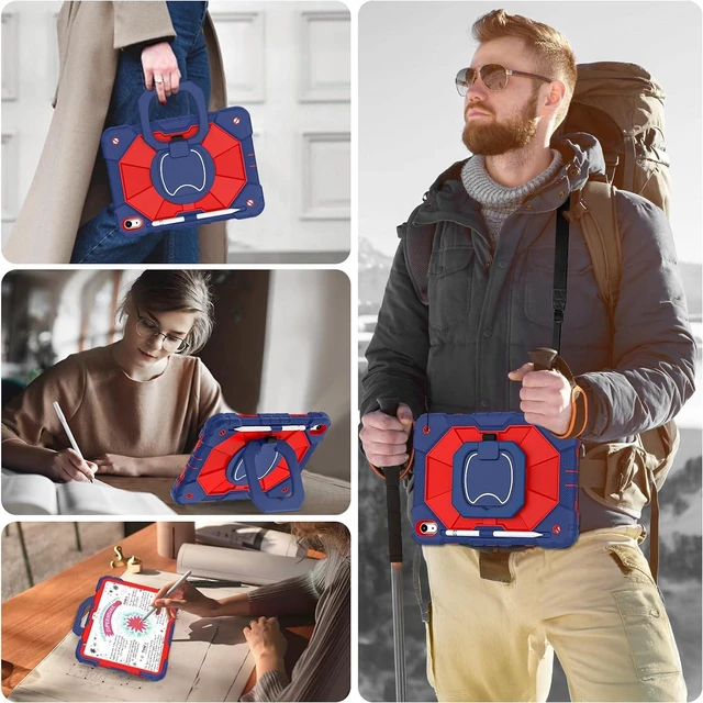 Alt view image 5 of 7 - Case for iPad (A16) 11th 2025 (11-inch) /iPad 10th Generation 2022(10.9 inch),Military Grade Shockproof Cover for i Pad 11/10 Gen with Rotating Stand Screen Protector Pencil Holder,Navy Red