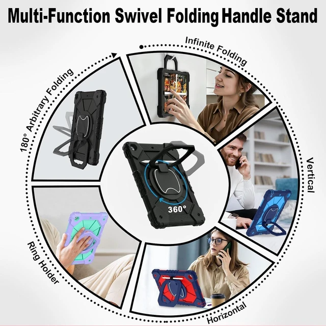Alt view image 6 of 7 - Case for iPad 9th/8th/7th Generation 10.2 Inch (2021/2020/2019),Full-Body Drop Protection 9th Generation iPad Case with Rotating Stand Screen Protector Pencil Holder Holde,Black