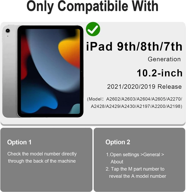 Alt view image 7 of 7 - Case for iPad 9th/8th/7th Generation 10.2 Inch (2021/2020/2019),Full-Body Drop Protection 9th Generation iPad Case with Rotating Stand Screen Protector Pencil Holder Holde,Black