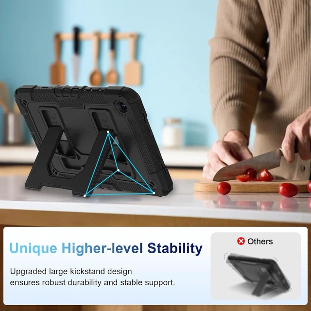 Alt view image 3 of 7 - Case for SAM-SUNG Galaxy Tab A11 Plus/A9 Plus 11 Inch,Heavy Duty Shockproof Cover for SAM-SUNG Tablet A11+/A9+ Case with Kickstand Shoulder Strap,Black