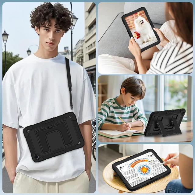 Alt view image 4 of 7 - Case for SAM-SUNG Galaxy Tab A11 Plus/A9 Plus 11 Inch,Heavy Duty Shockproof Cover for SAM-SUNG Tablet A11+/A9+ Case with Kickstand Shoulder Strap,Black