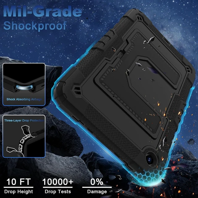 Alt view image 6 of 7 - Case for SAM-SUNG Galaxy Tab A11 Plus/A9 Plus 11 Inch,Heavy Duty Shockproof Cover for SAM-SUNG Tablet A11+/A9+ Case with Kickstand Shoulder Strap,Black