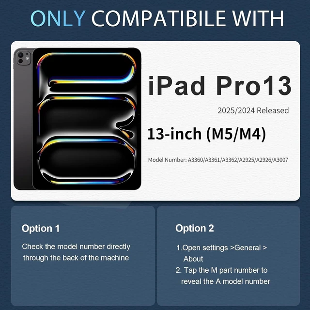 Alt view image 2 of 6 - for iPad Pro 13 Inch Case M5 2025/M4 2024 (7th Gen) with Screen Protector/360° Rotating Stand/Pencil Holder/Shoulder Strap,Military Grade Shockproof iPad Case 13 Inch Pro M5/M4,Purple Green