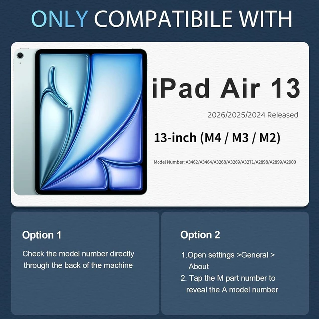 Alt view image 2 of 6 - Cases for iPad Air 13 Inch (M4/M3/M2) 2026/2025/2024 with Screen Protector/360° Rotating Stand/Pencil Holder/Shoulder Strap,Military Grade Shockproof Cover for iPad Air Case 13 Inch, Navy Blue