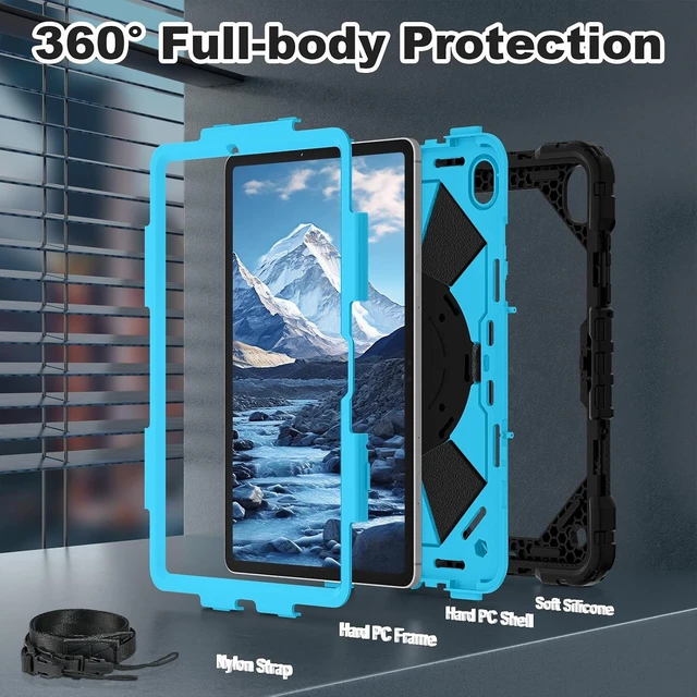 Alt view image 3 of 7 - Case for SAM-SUNG Galaxy Tab S11 5G 11 Inch 2025 SM-X730/X736B, Shockproof Cover for Tablet S11 with Screen Protector Rotate Stand Pen Holder,Black Blue