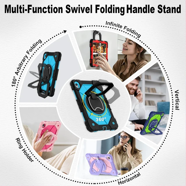Alt view image 5 of 7 - Case for SAM-SUNG Galaxy Tab S11 5G 11 Inch 2025 SM-X730/X736B, Shockproof Cover for Tablet S11 with Screen Protector Rotate Stand Pen Holder,Black Blue