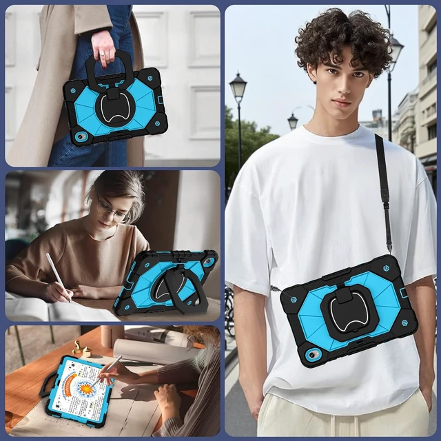 Alt view image 6 of 7 - Case for SAM-SUNG Galaxy Tab S11 5G 11 Inch 2025 SM-X730/X736B, Shockproof Cover for Tablet S11 with Screen Protector Rotate Stand Pen Holder,Black Blue