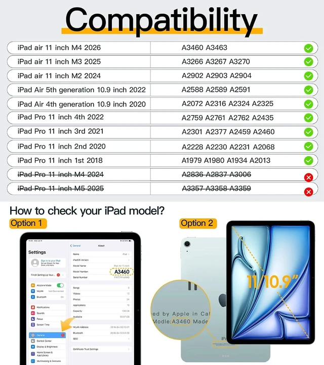 Alt view image 2 of 7 - for iPad Air 11 Inch - M4/M3/M2 5/4th 10.9",iPad Pro 11 inch 4-1st
