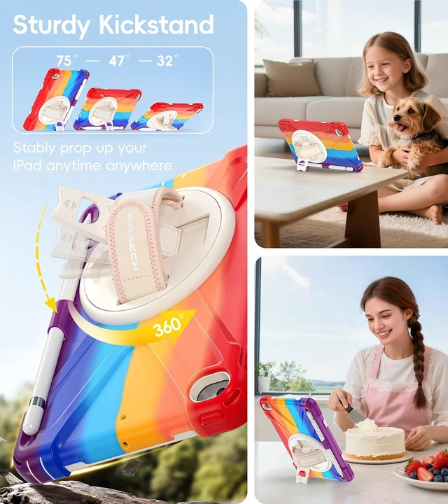 Alt view image 4 of 7 - iPad mini 5 Case, iPad mini 4 Case - Rainbow Red