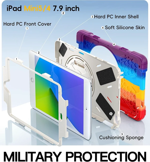 Alt view image 5 of 7 - iPad mini 5 Case, iPad mini 4 Case - Rainbow Red